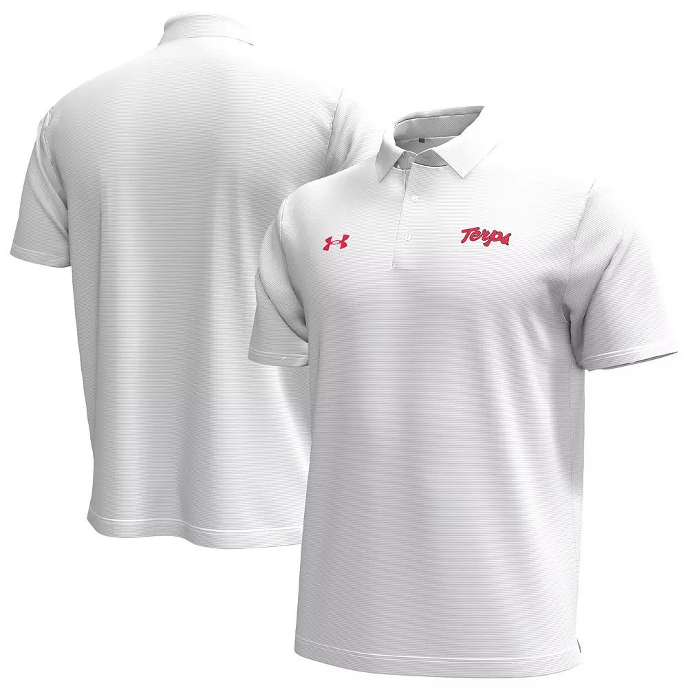 Men's Under Armour White Maryland Terrapins Playoff Chest Stripe Performance Polo, Size: XXL Product Image
