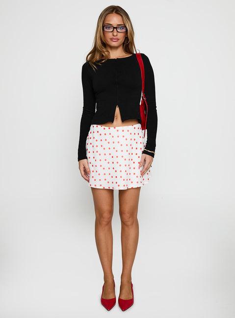 Dapple Bias Mini Skirt White / Red Polka Product Image