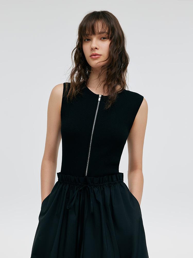 Patchwork Women Midi Vest Dress Product Image