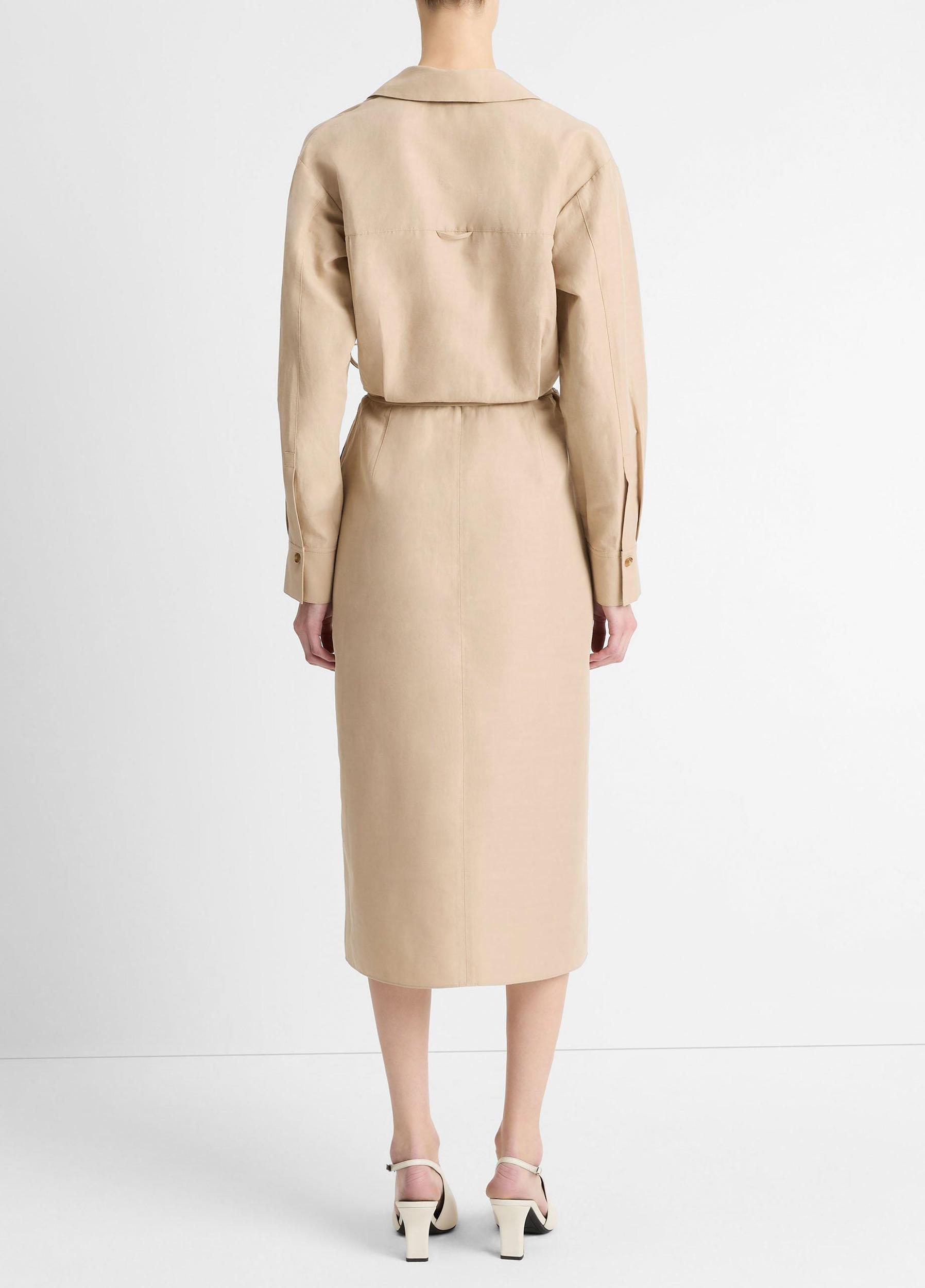 Cotton-Blend Wrap Shirt Dress Product Image