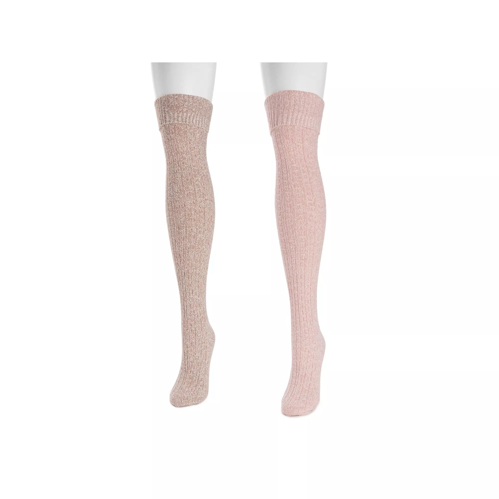 Womens MUK LUKS Marl Over-the-Knee Socks 2-Pack Product Image