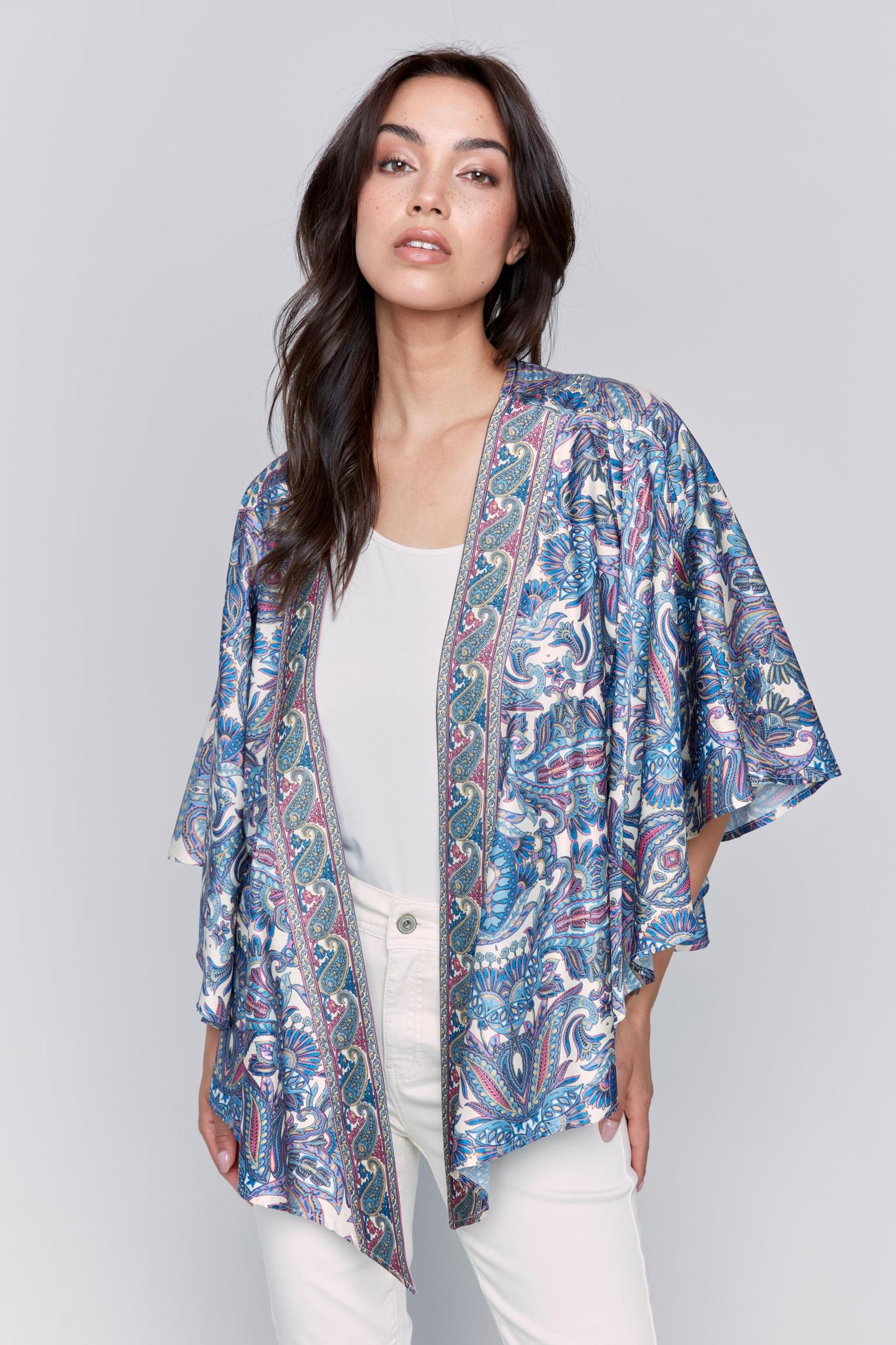 Printed Wide 3/4 Sleeves Kimono Product Image