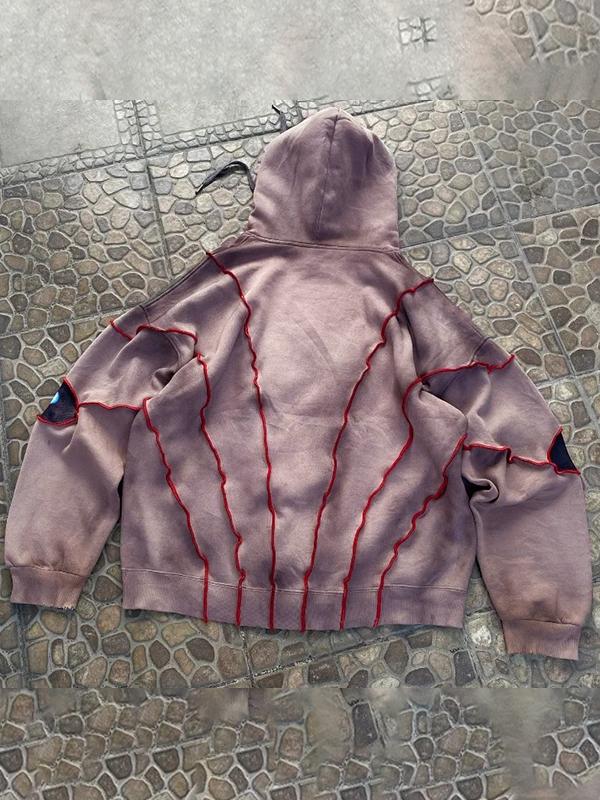 Men's Street Eyes Embroidered Stripe Oversized Hoodie Product Image