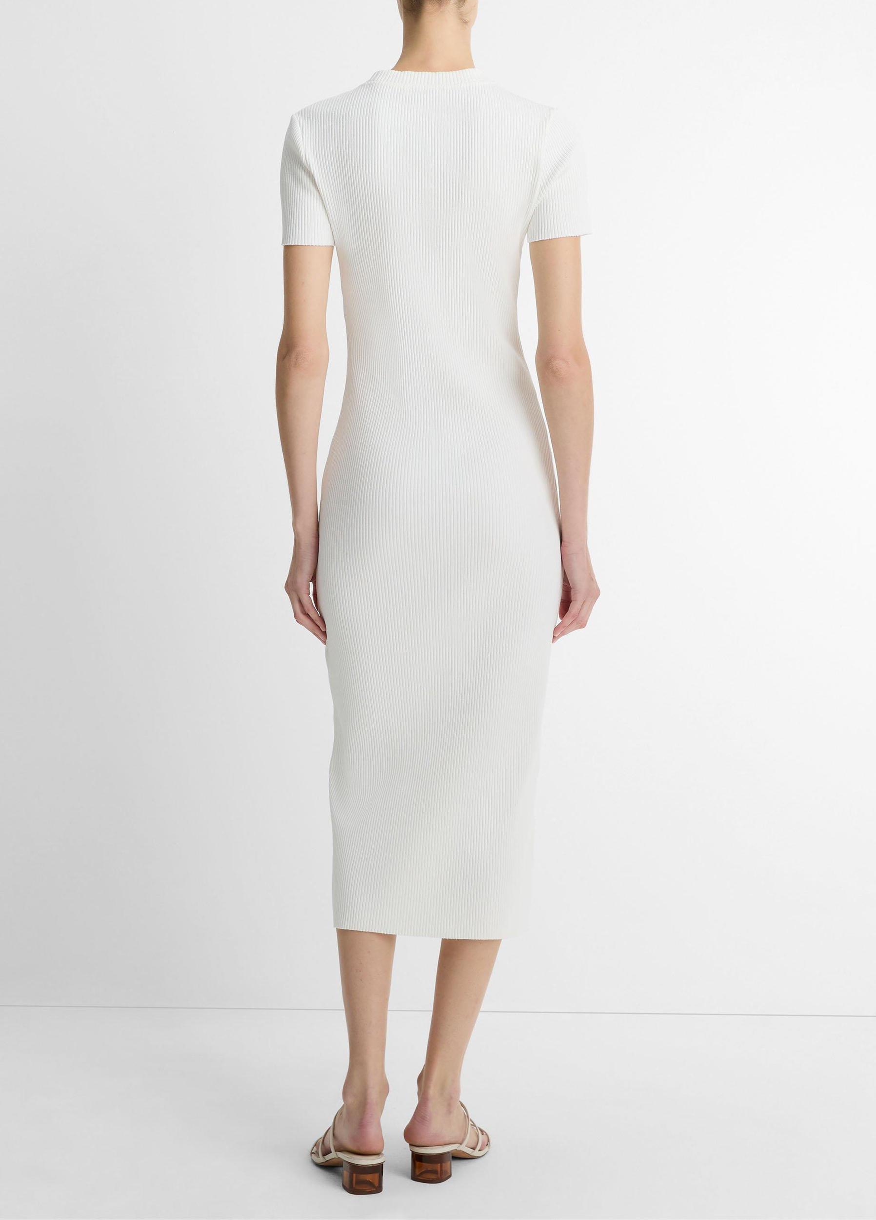 Ribbed Cotton-Blend Crew Neck Dress Product Image