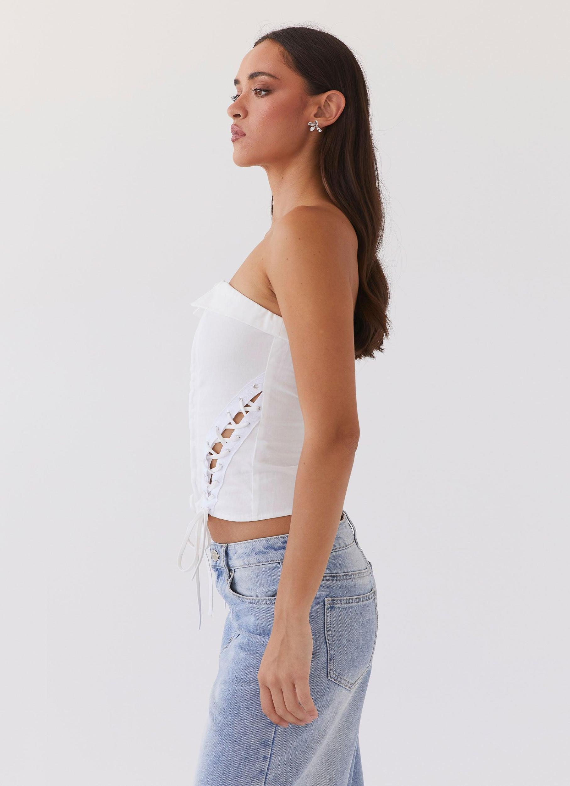 Be My Soulmate Bustier Top - White Product Image