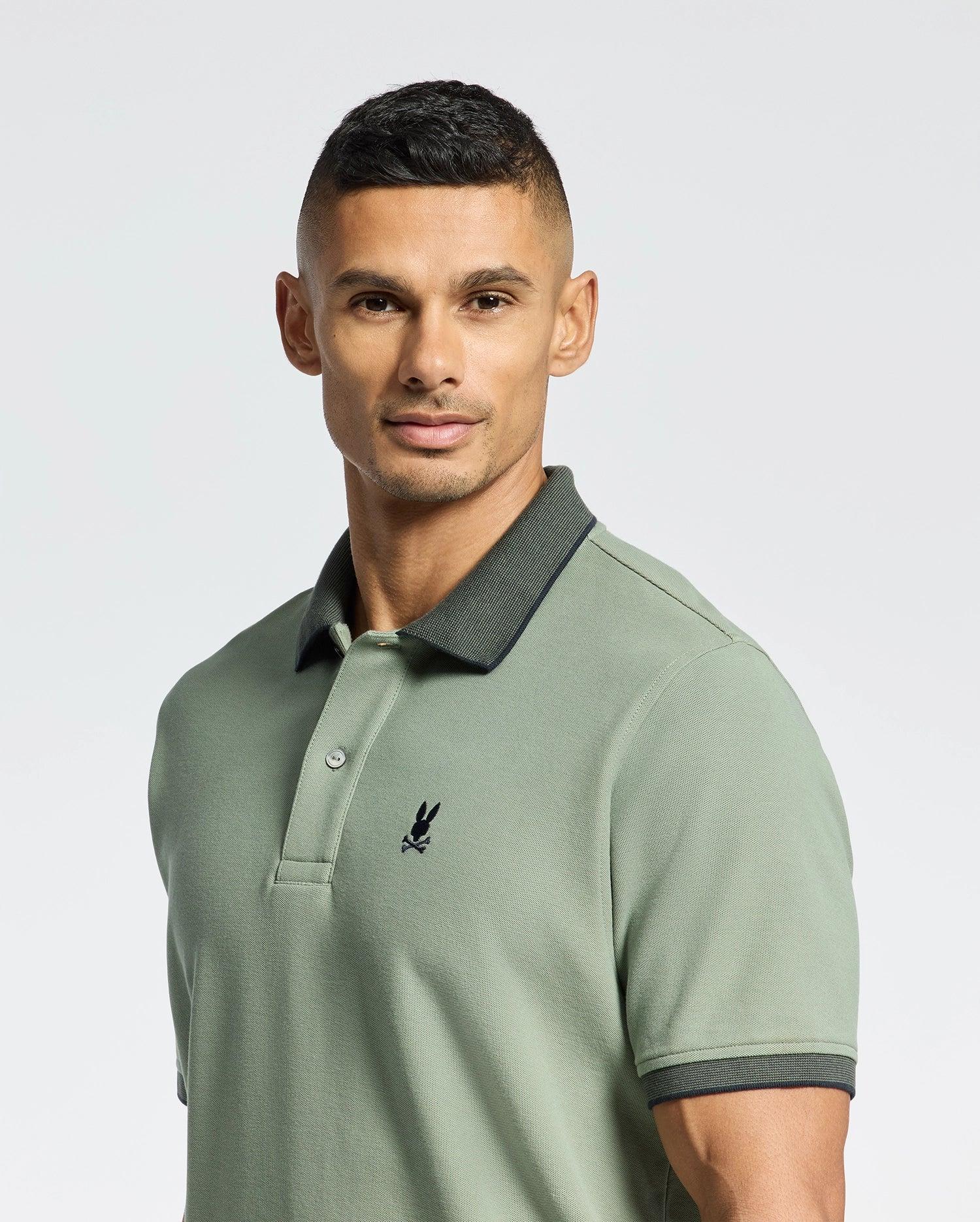 MENS JONAS STRIPE COLLAR PIQUE POLO - B6K583F200 Product Image