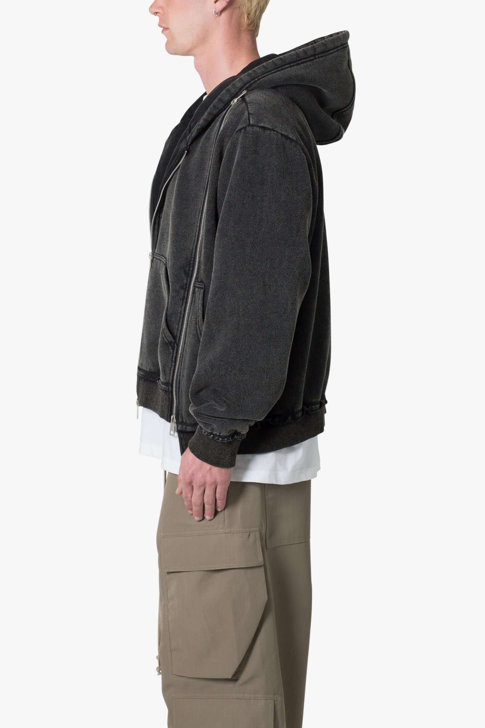 Dual Zipper Hoodie - Washed Black Product Image