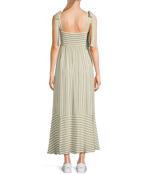 Blu Pepper Striped Square Neck Tie Shoulder Maxi Dress Product Image