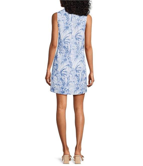 Tommy Bahama Bravo Blooms Linen Split Ruffle Neckline Sleeveless Shirt Dress Product Image
