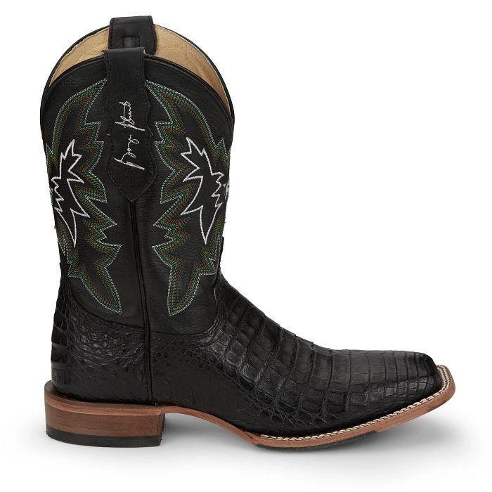 SALE Justin® Men's Haggard 11" Black Caiman Square Toe Boots Product Image