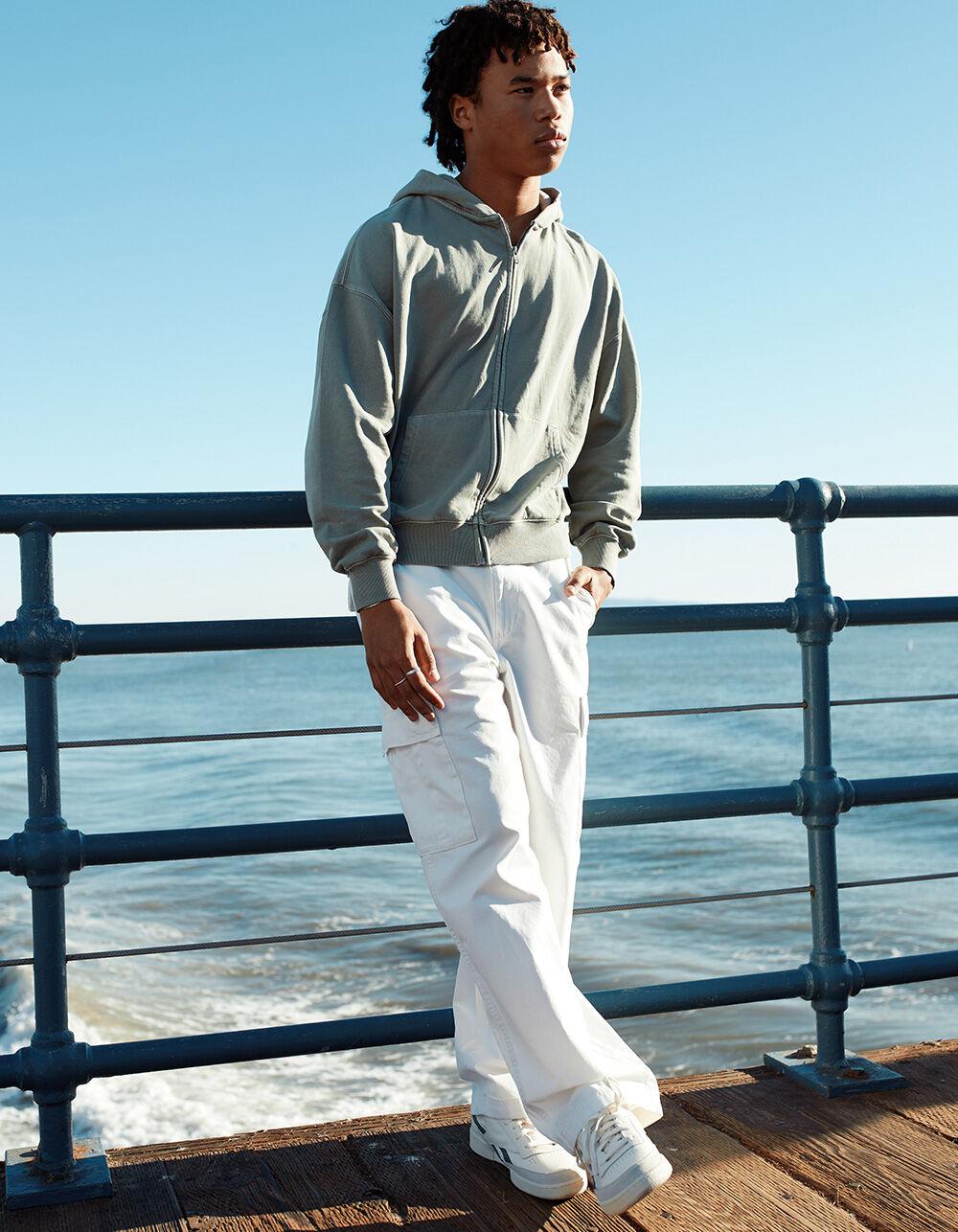 RSQ Mens Loose Cargo Pants - OFF WHITE Product Image