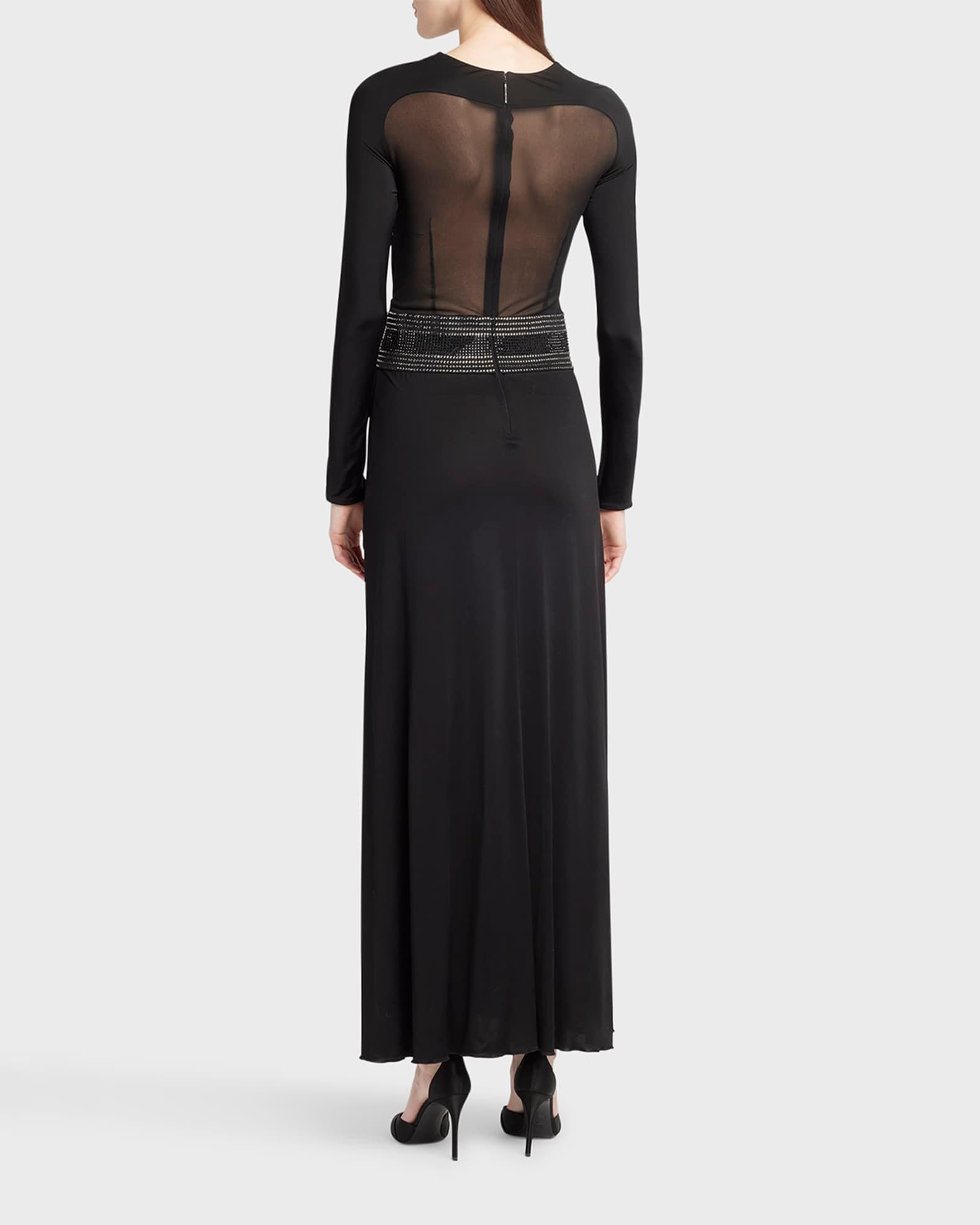 Crystal Sheer Midriff Jersey Gown  Product Image