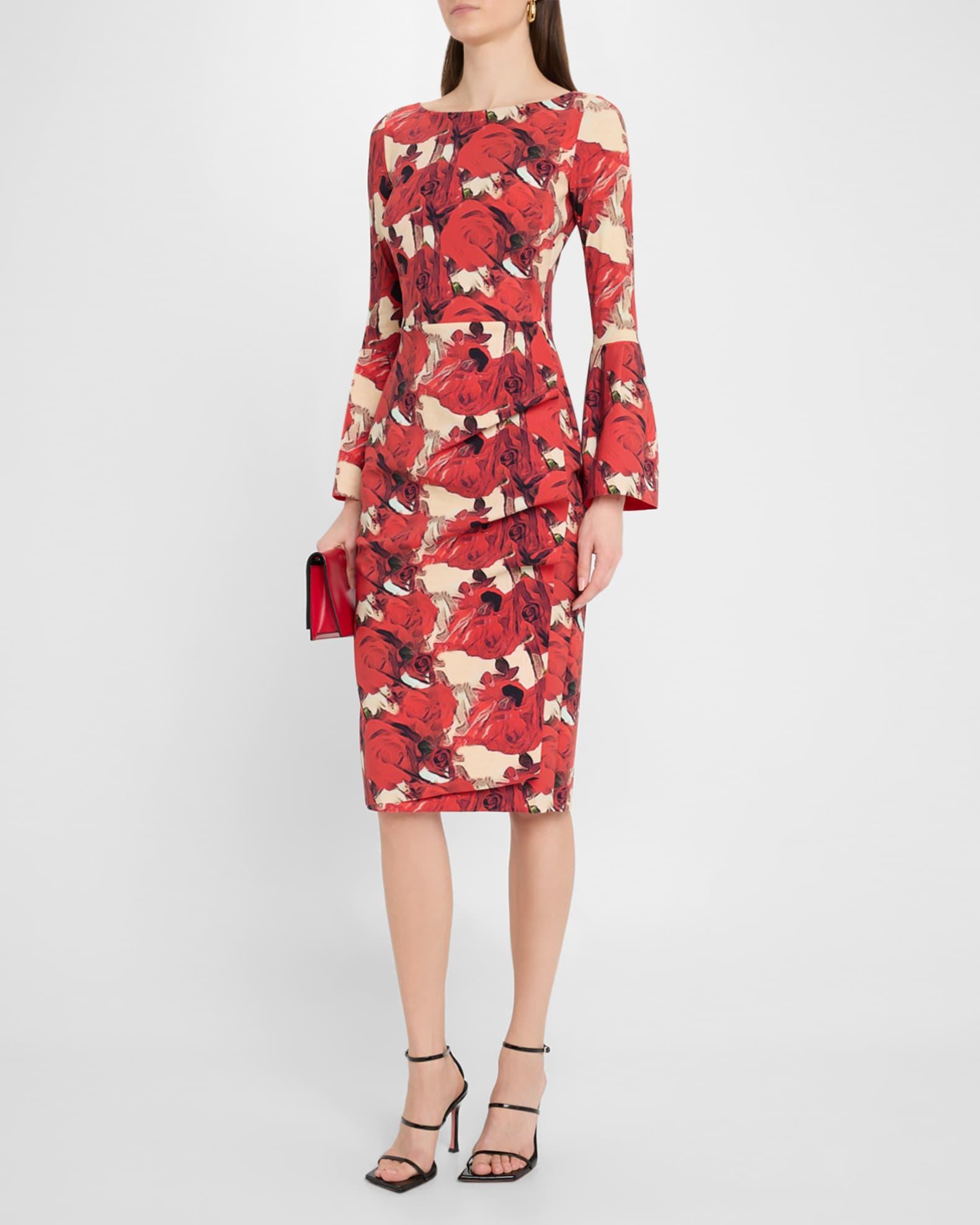 Ruched Floral-Print Bodycon Dress Product Image