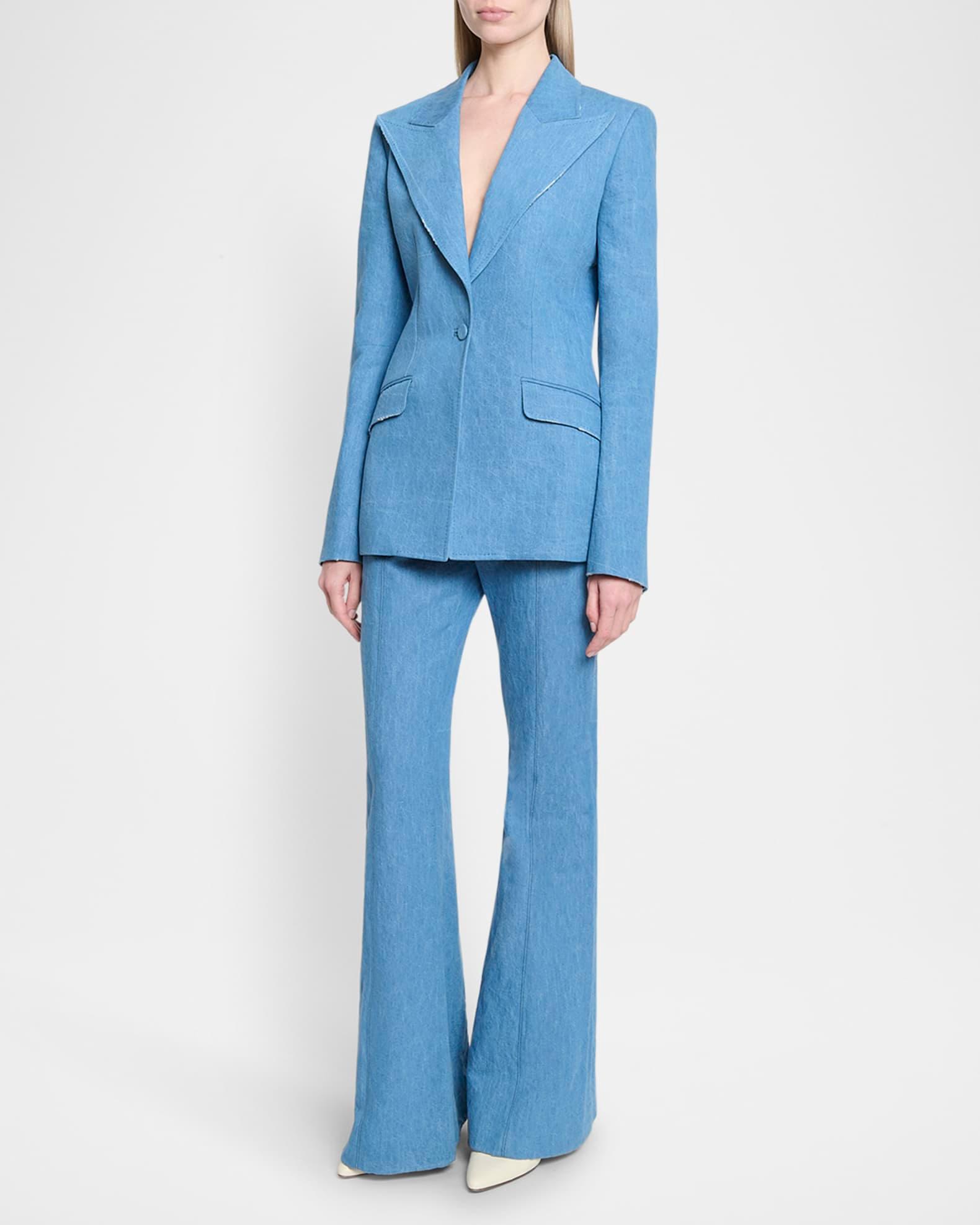 Rhein Mid-Rise Linen Flared Pants Product Image