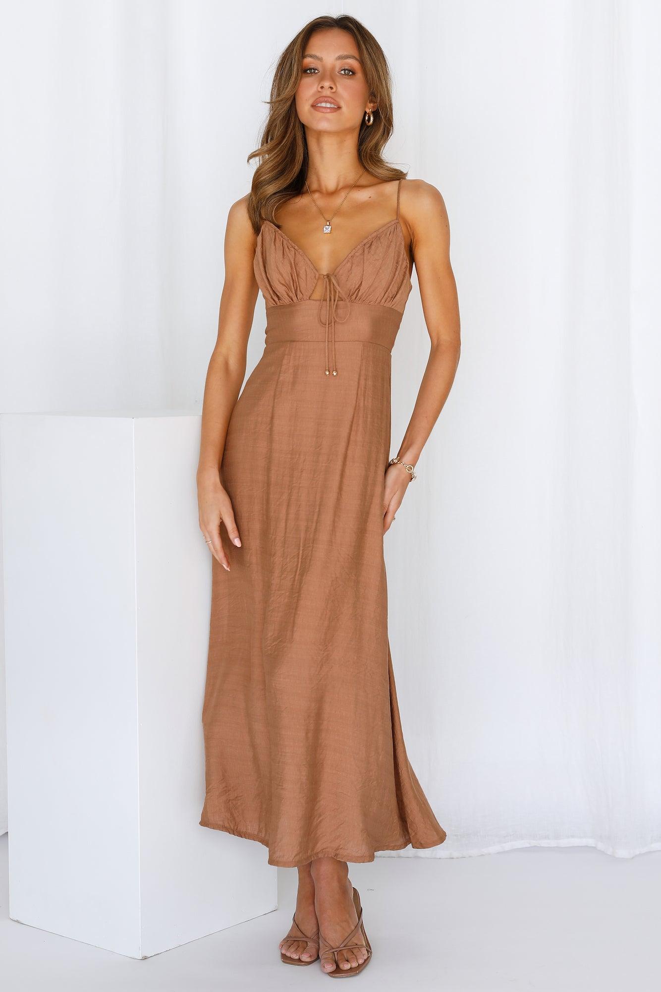 Summertime Hearts Maxi Dress Tan Product Image