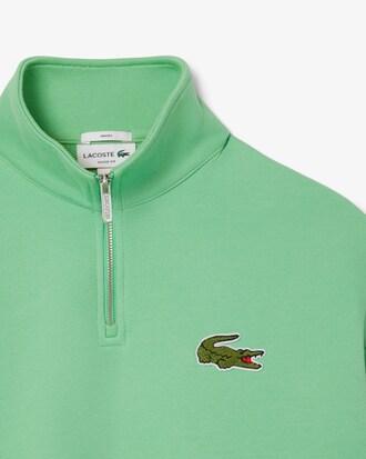 Loose Fit Zip Neck Badge Accent Sweatshirt Product Image