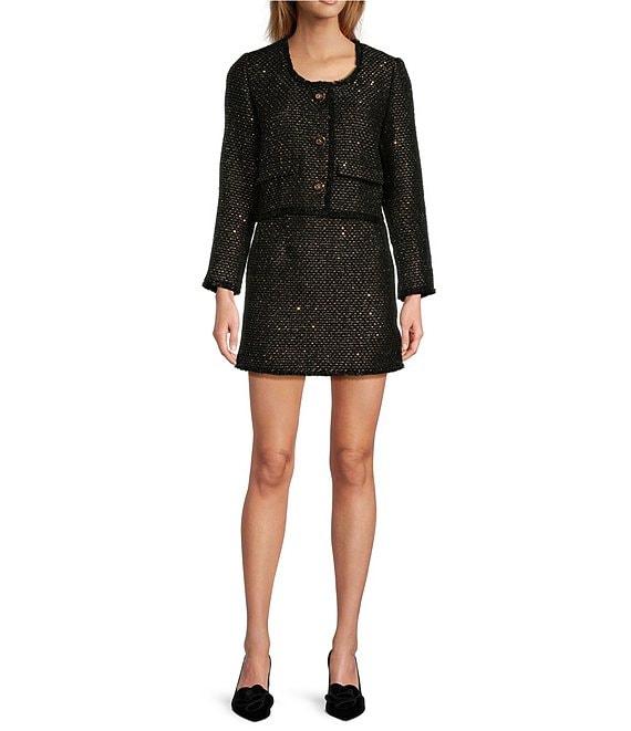 Antonio Melani Paris Metallic Tweed A-Line Coordinating Mini Skirt Product Image