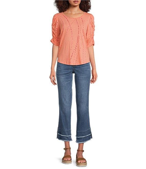 Democracy Knit Printed Scoop Neck Elbow Sleeve Top Product Image