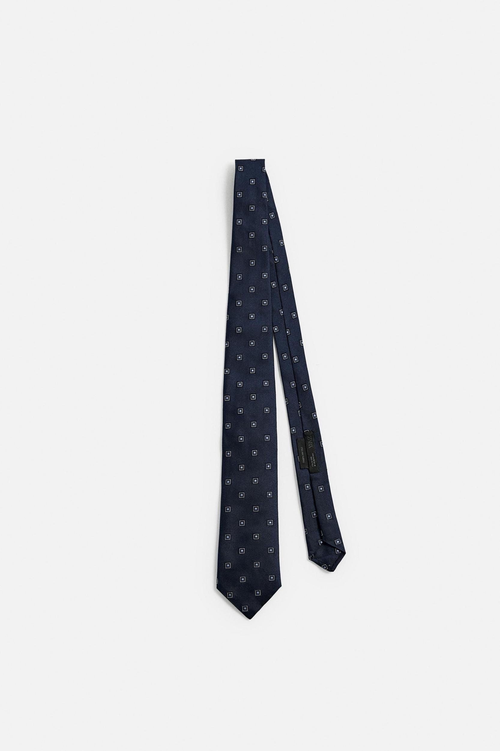100% SILK GEOMETRIC PRINT TIE Product Image