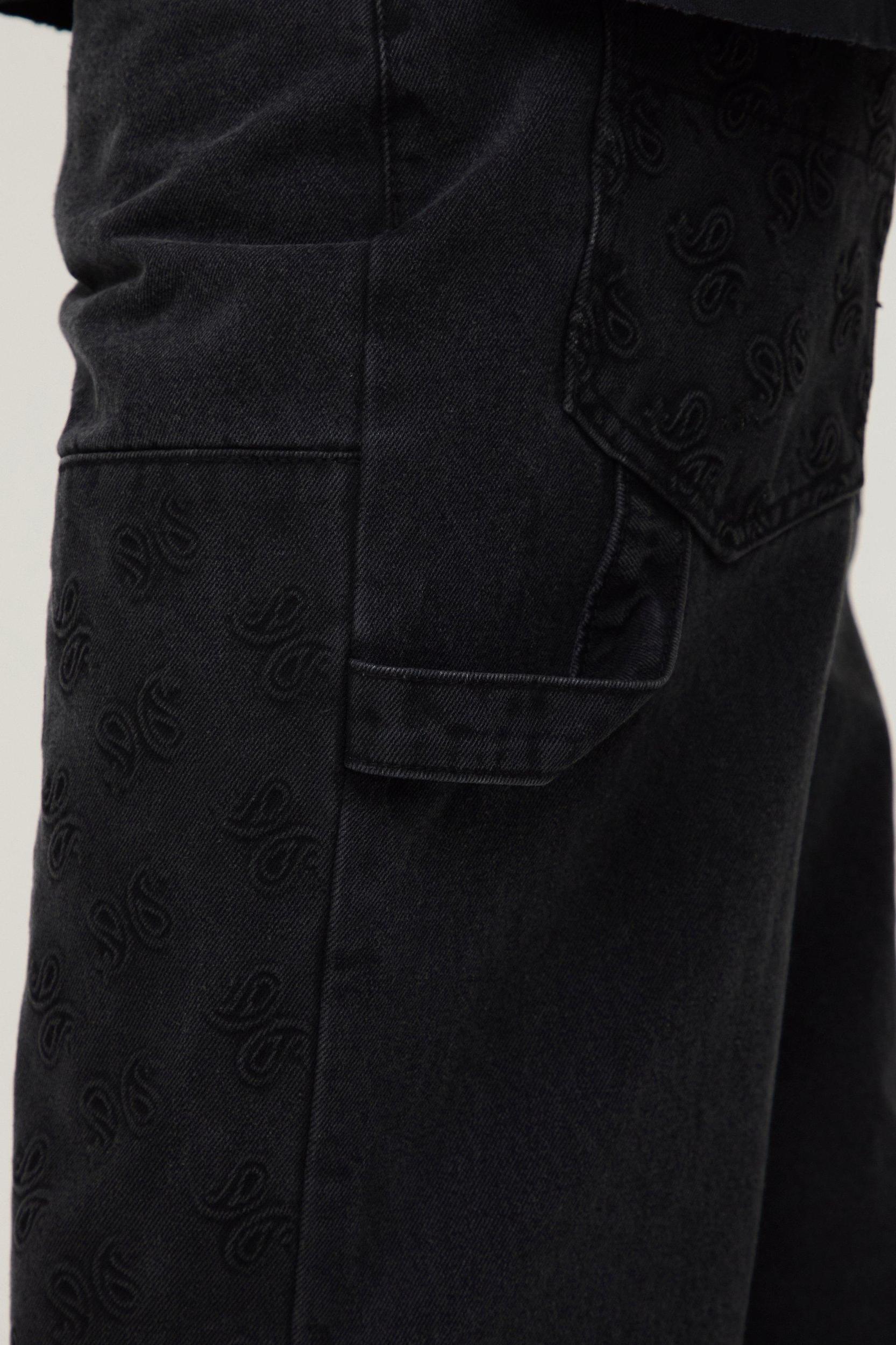 Relaxed Fit Embossed Carpenter Jeans | boohooMAN USA Product Image