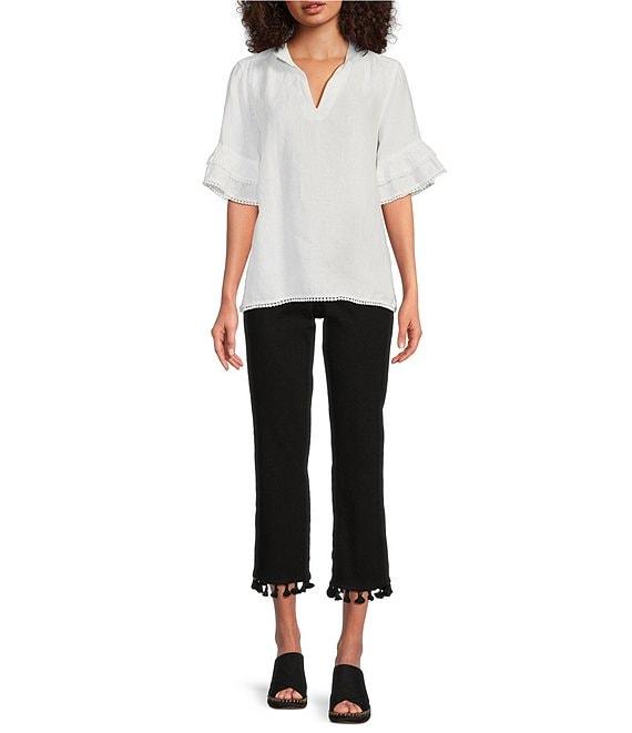 John Mark Tassel Trim Hem Crop Pants Product Image