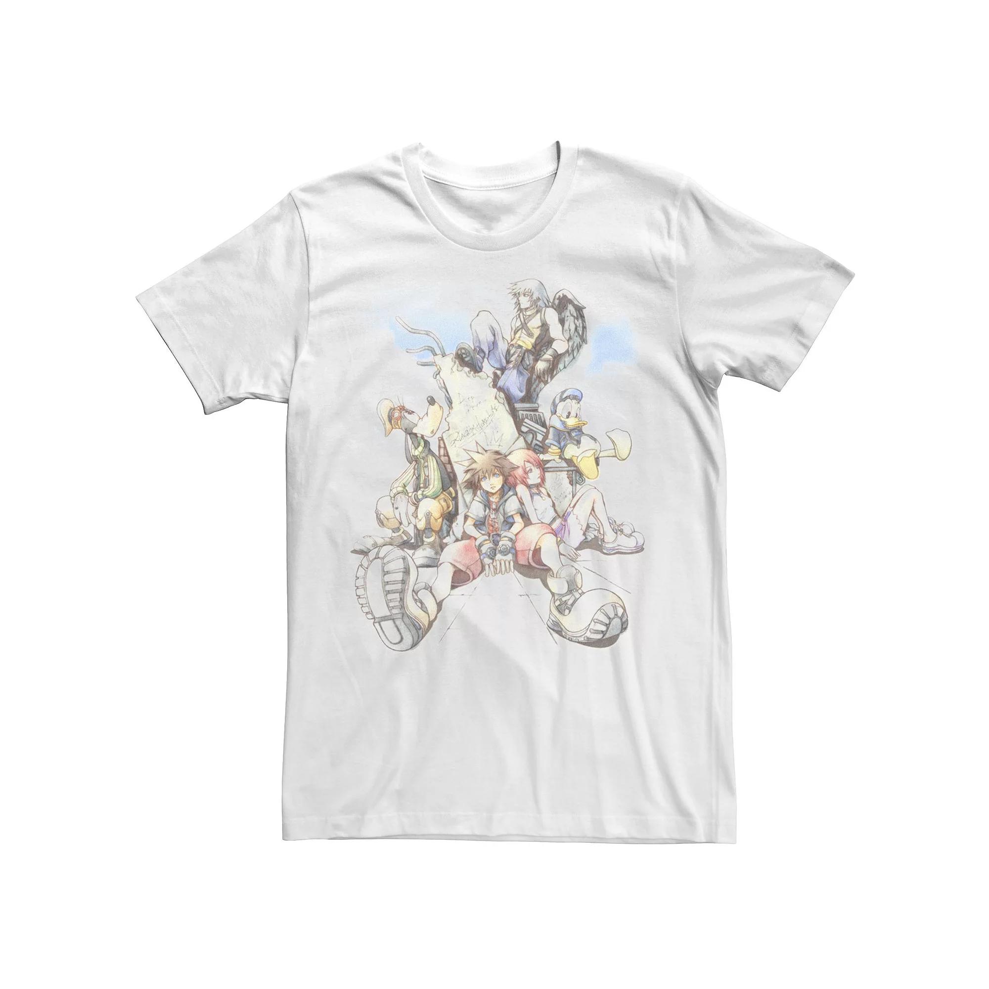 Men's Kingdom Hearts Group In The Clouds Group Shot Tee, Size: Large, White Product Image
