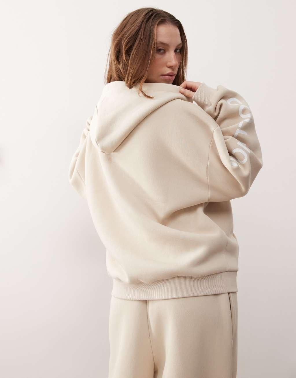 COLLUSION boxy hoodie in oatmeal heather - part of a set Product Image