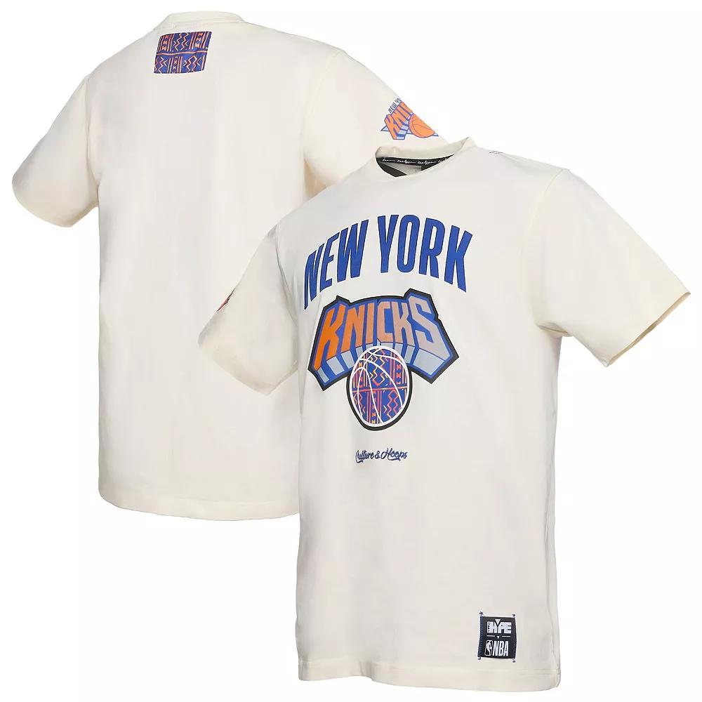 Men's NBA x Two Hype  Cream New York Knicks Culture & Hoops Collection Premium T-Shirt, Size: Medium, Beige Product Image