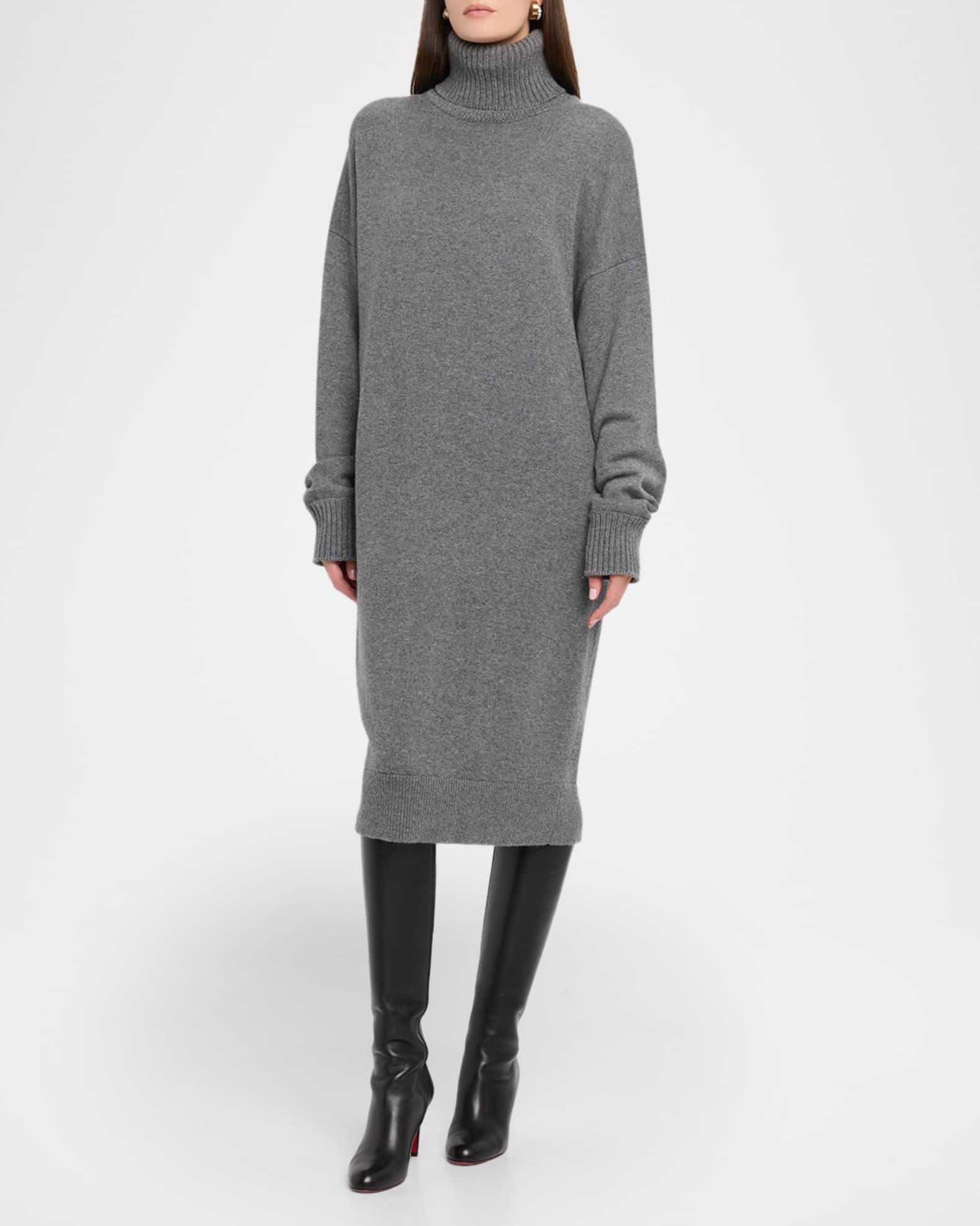 Turtleneck Cashmere Midi Sweater Dress Product Image