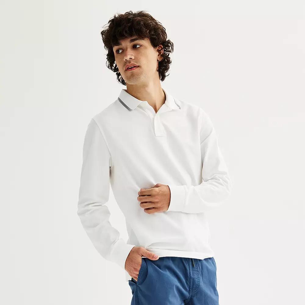 Men's Sonoma Goods For Life® Long Sleeve Pique Polo,  Product Image