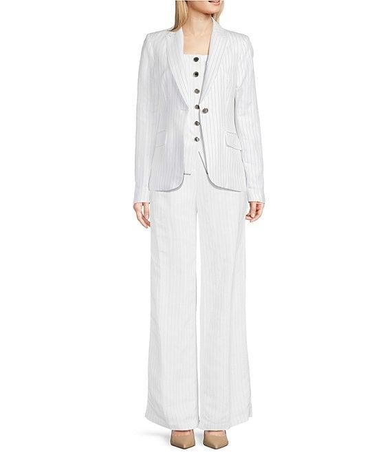 Calvin Klein Pinstripe Linen Blend Pants Product Image