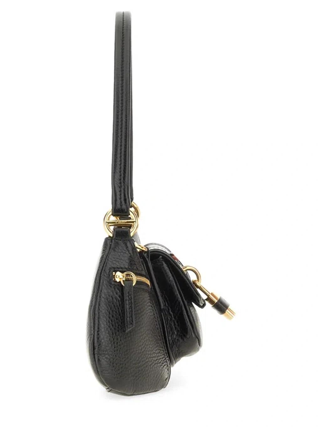 CHLOÉ The 99 Embellished Textured-leather Shoulder Bag In Black Product Image