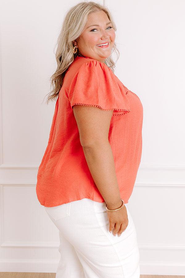 Easy Going Lace Top in Coral Curves Product Image