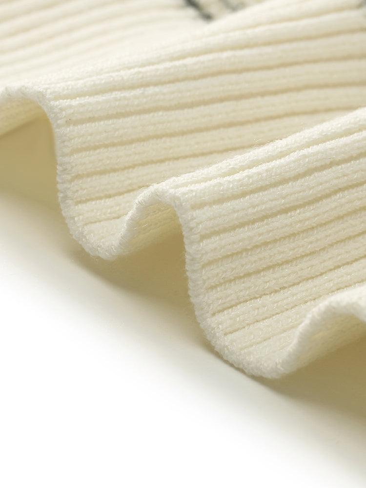 Contrast Trim Striped Knit Top And Half Skirt Two-Piece Set Product Image