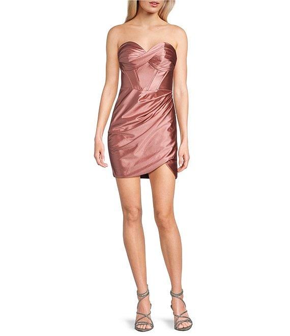 GB Social Satin Strapless Corset Bodice Mini Dress Product Image