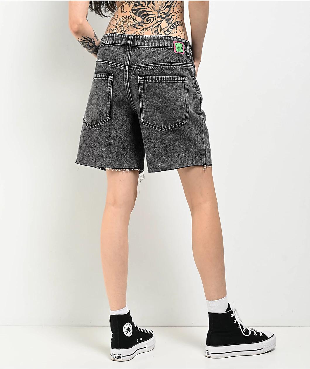 Empyre Loiter Obscure Grey Wash Straight Leg Denim Shorts Product Image