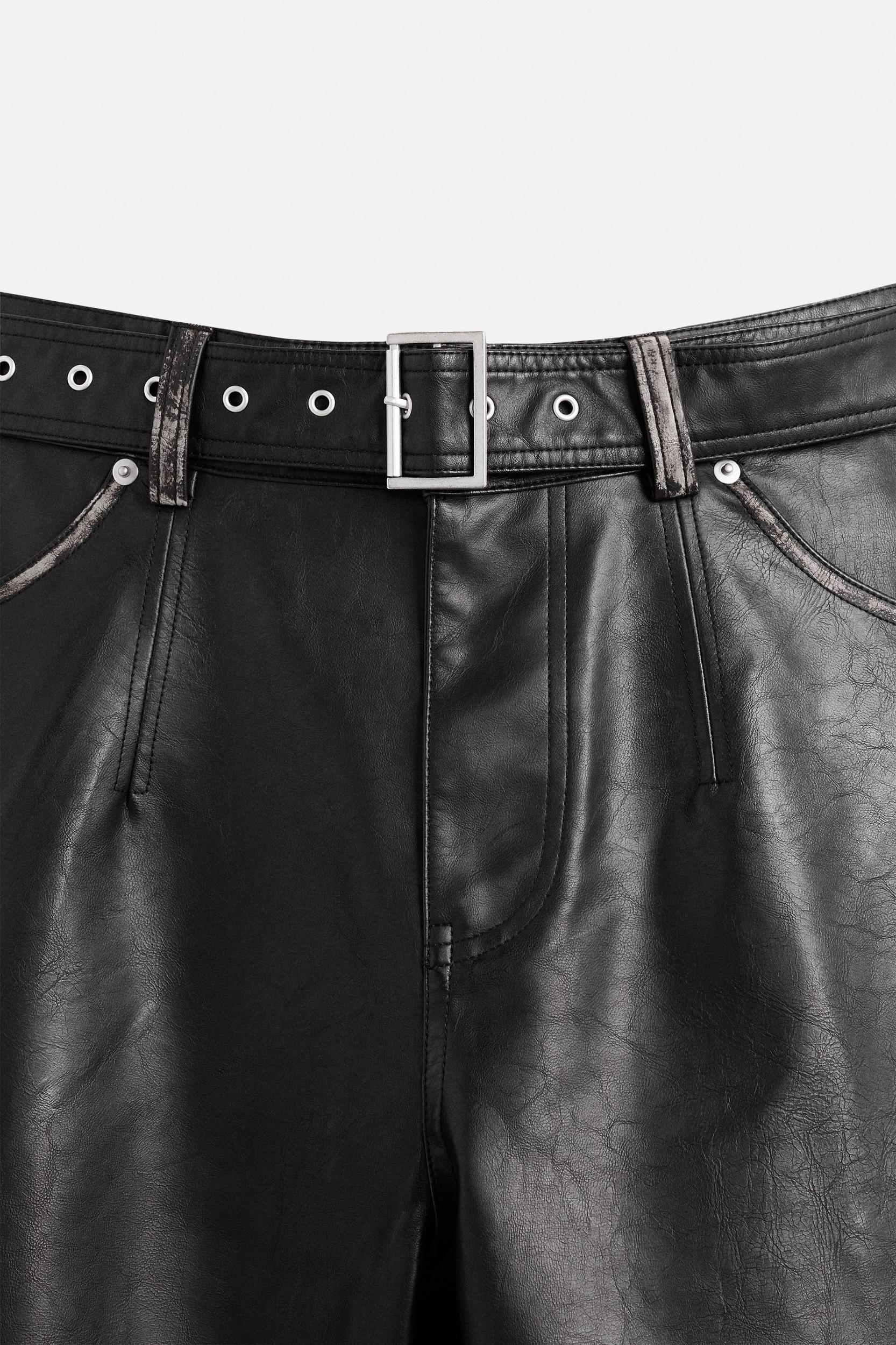 FAUX LEATHER BELTED SHORTS Product Image