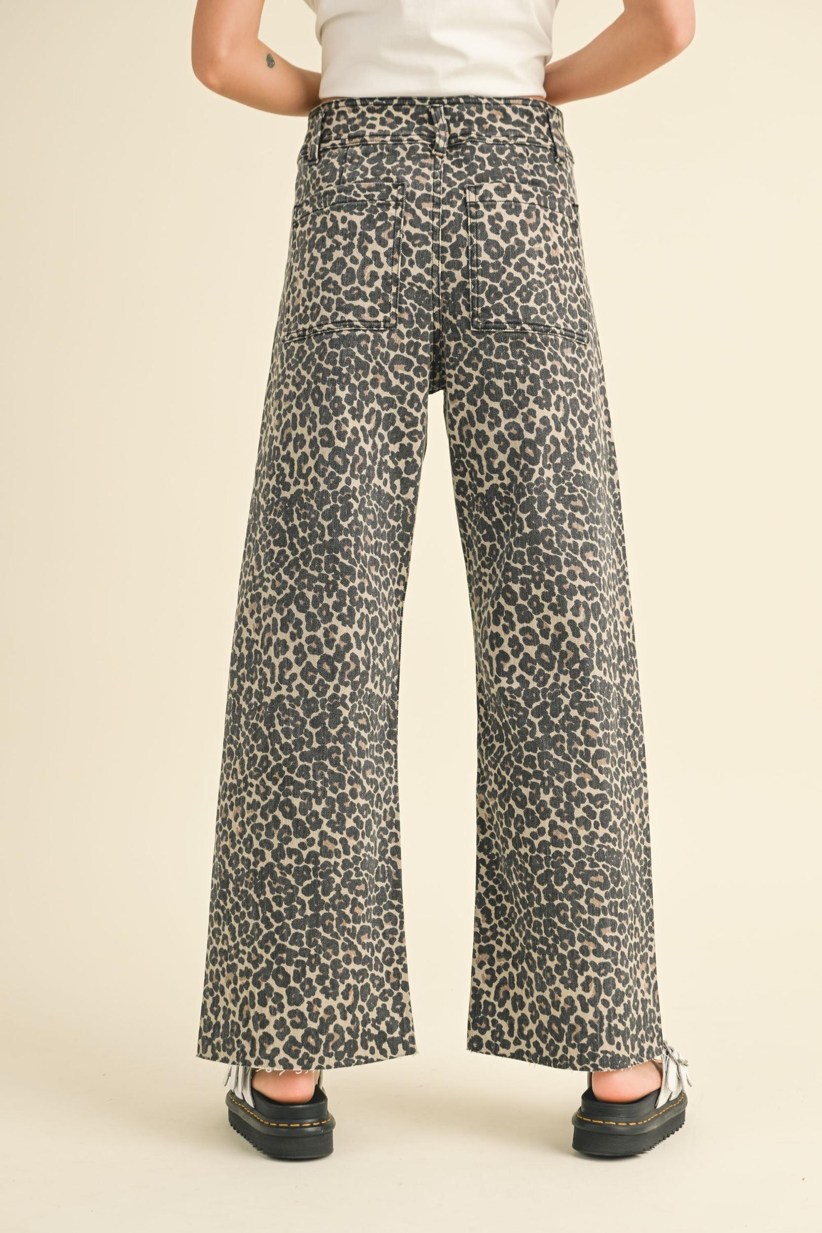 Leopard Print Wide Leg Pants Product Image