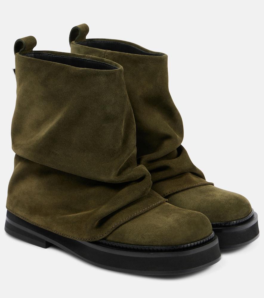 ATTICO Leather Ankle Pull Tab Combat Boots In Green Product Image