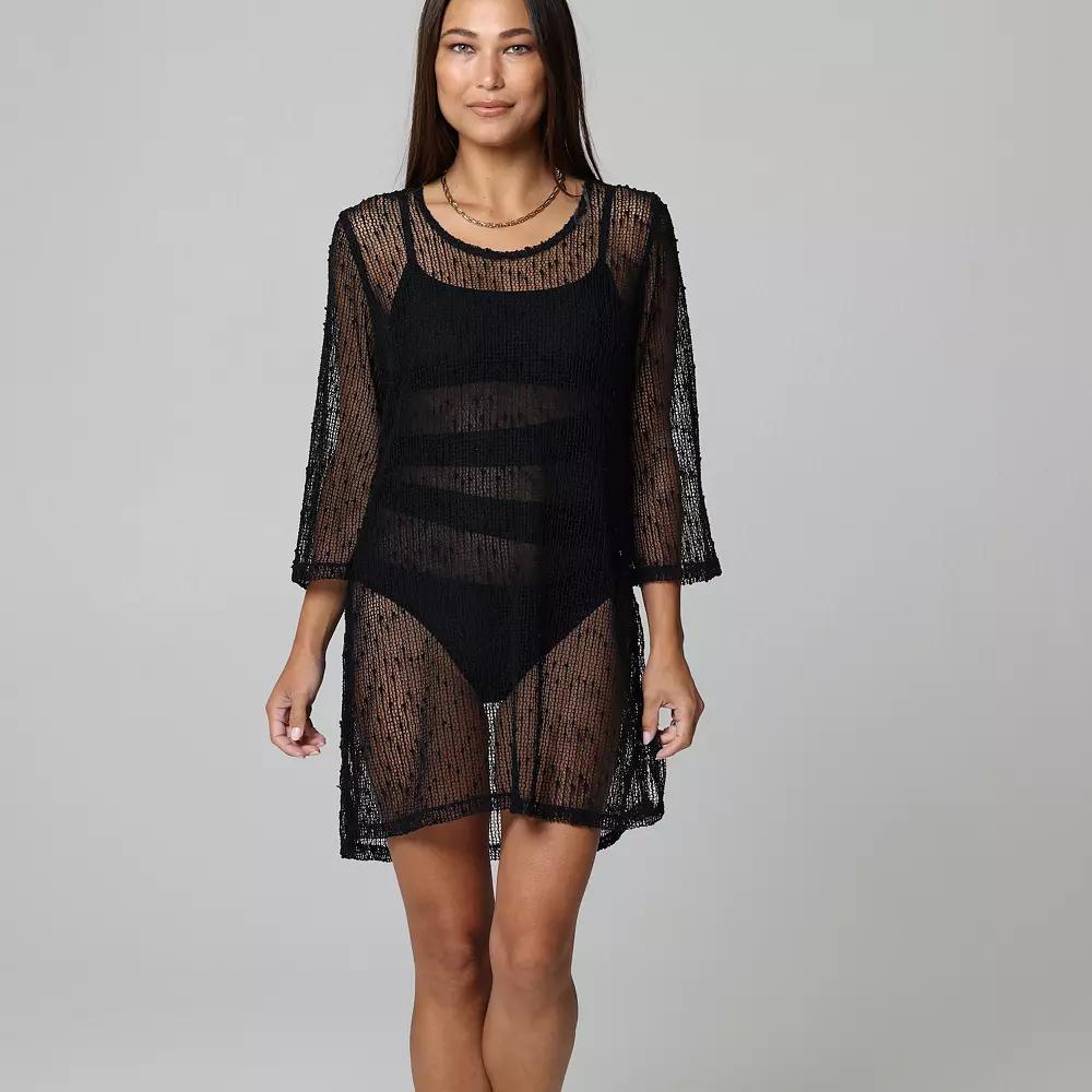Women's J. Valdi Sheer Scoopneck Swim Cover-Up Tunic,  Product Image