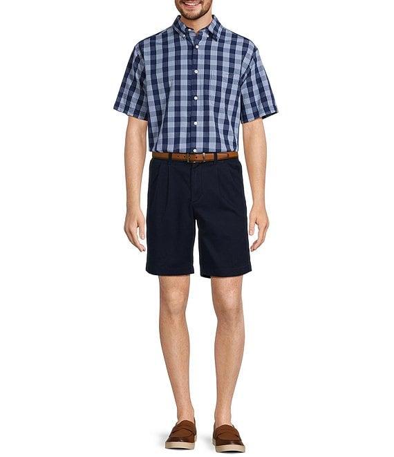Roundtree & Yorke Short Sleeve Medium Plaid Seersucker Sport Shirt Product Image