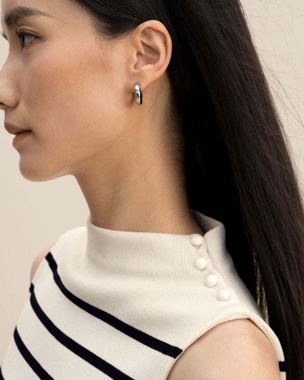 Cropped Spun Silk Strip Sweater Product Image