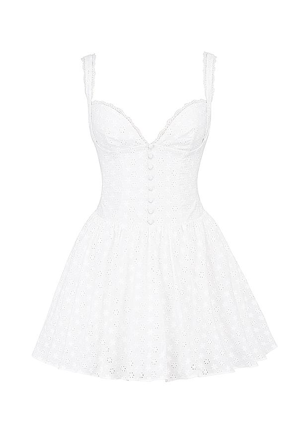 Brigitte  white cotton broderie anglais corset mini dress Product Image