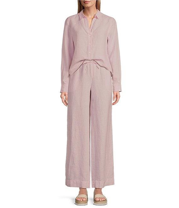 Tommy Bahama Coastalina Linen Point Collar Long Sleeve Button Front Top Product Image