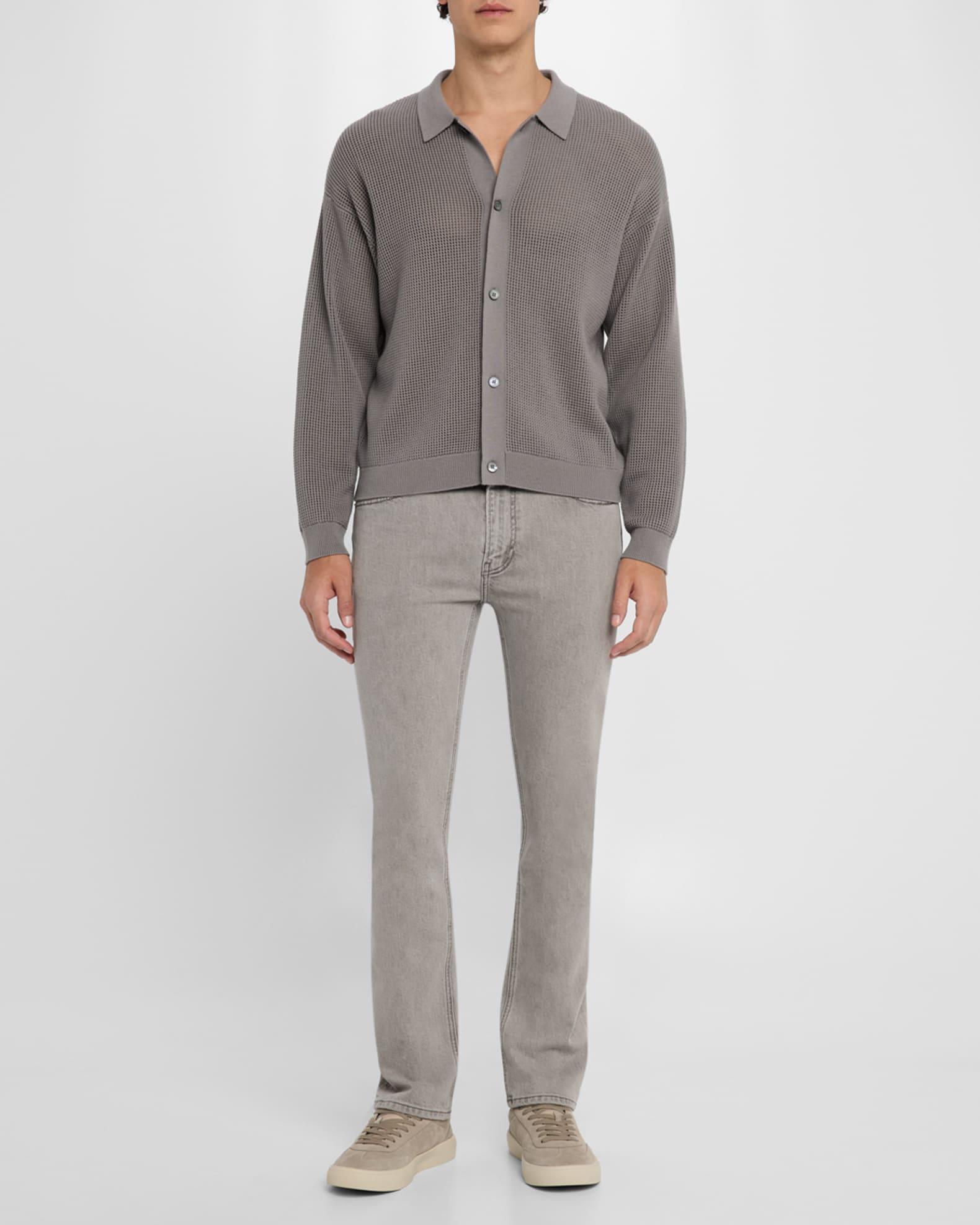Men's Mesh-Knit Buttoned Cardigan Product Image