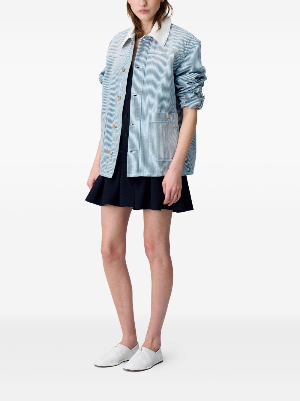 striped denim jacket Product Image