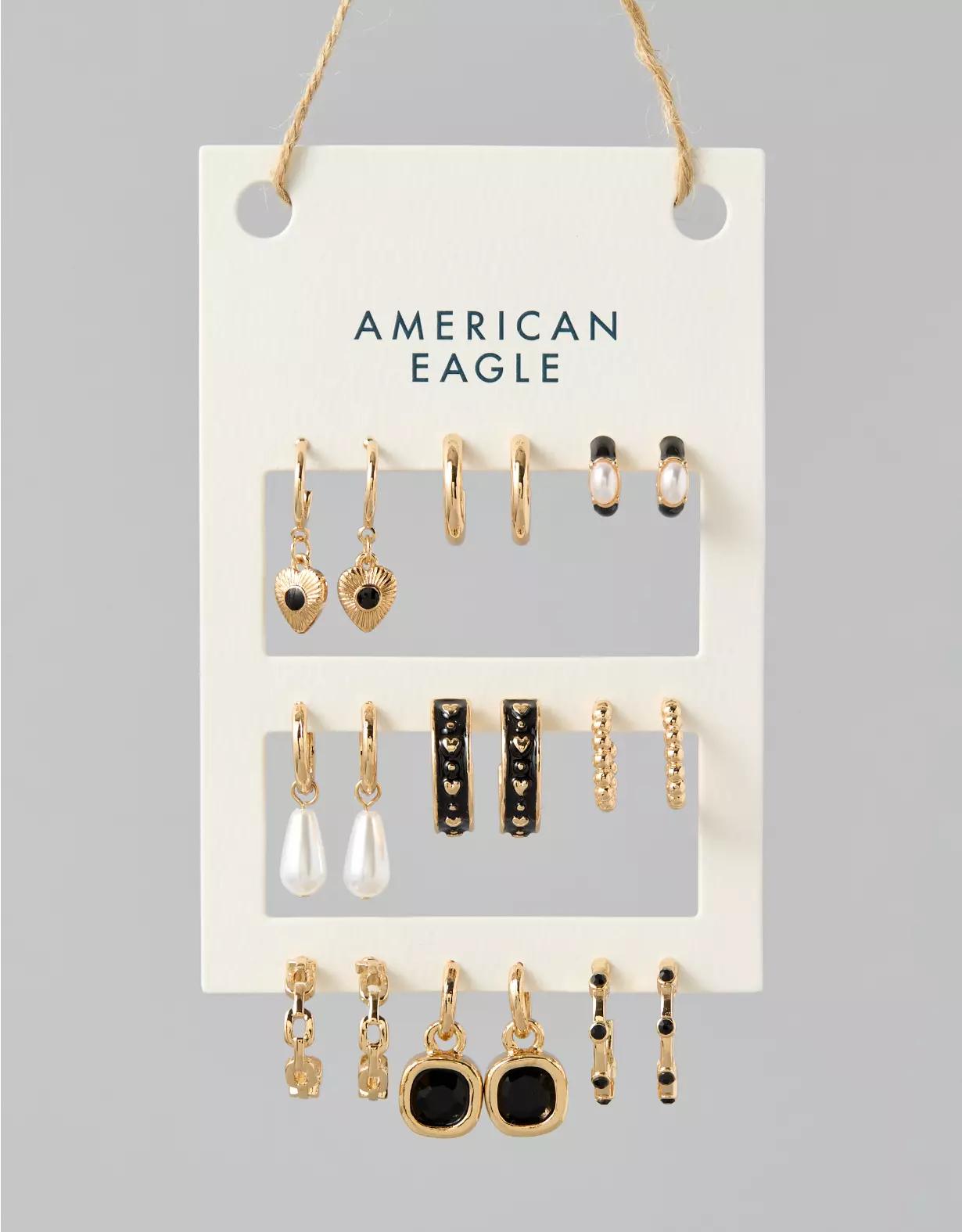 AEO Black & Gold Earrings 9-Pack Product Image