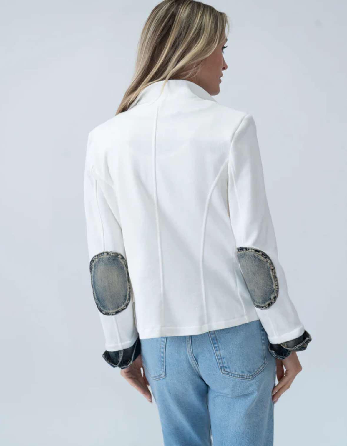 Clarissa Mixed Media Denim Jacket- Six Fifty Clothing Product Image