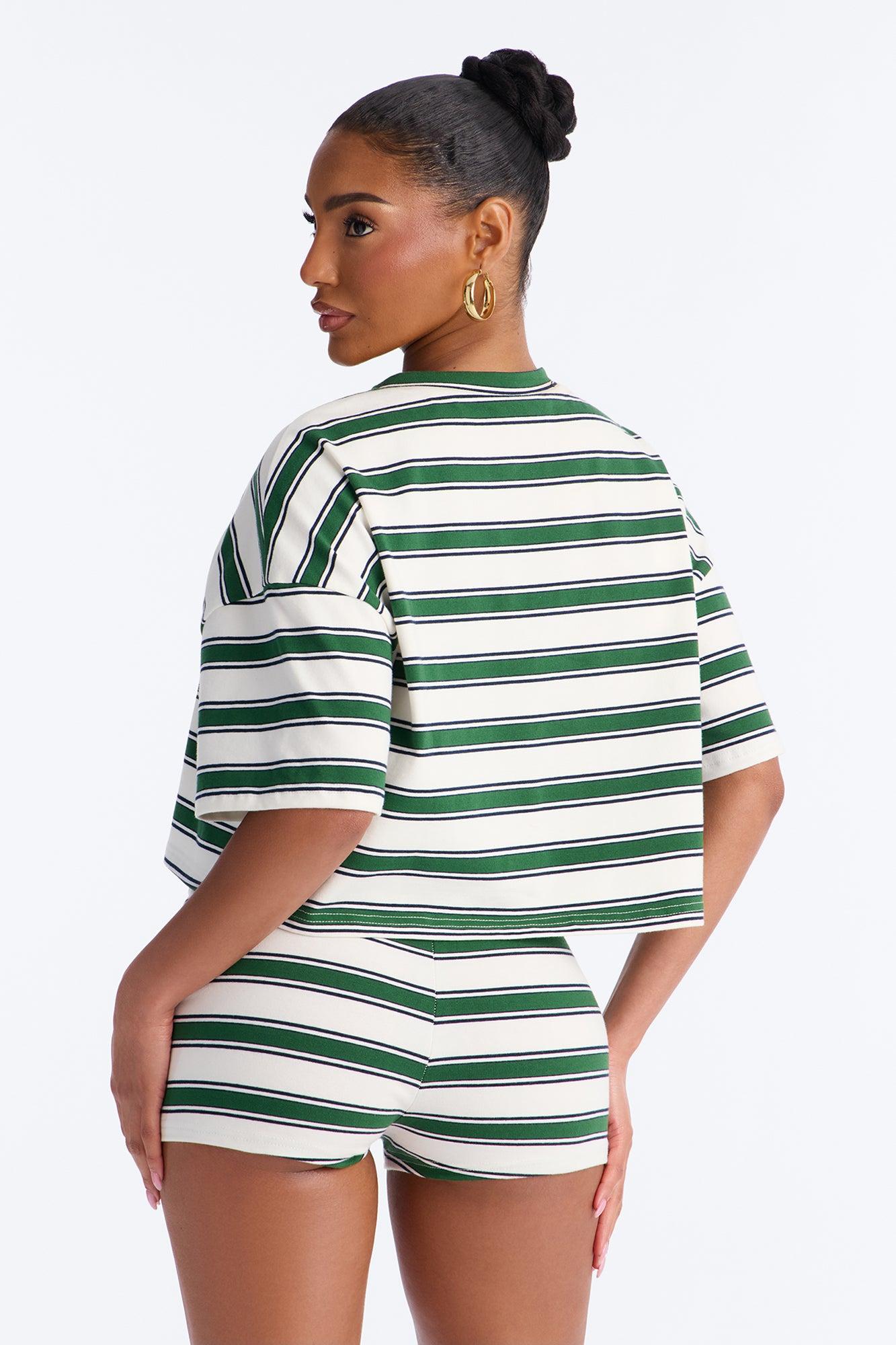 89' Vibes Striped Short Set - Green/combo Female Product Image