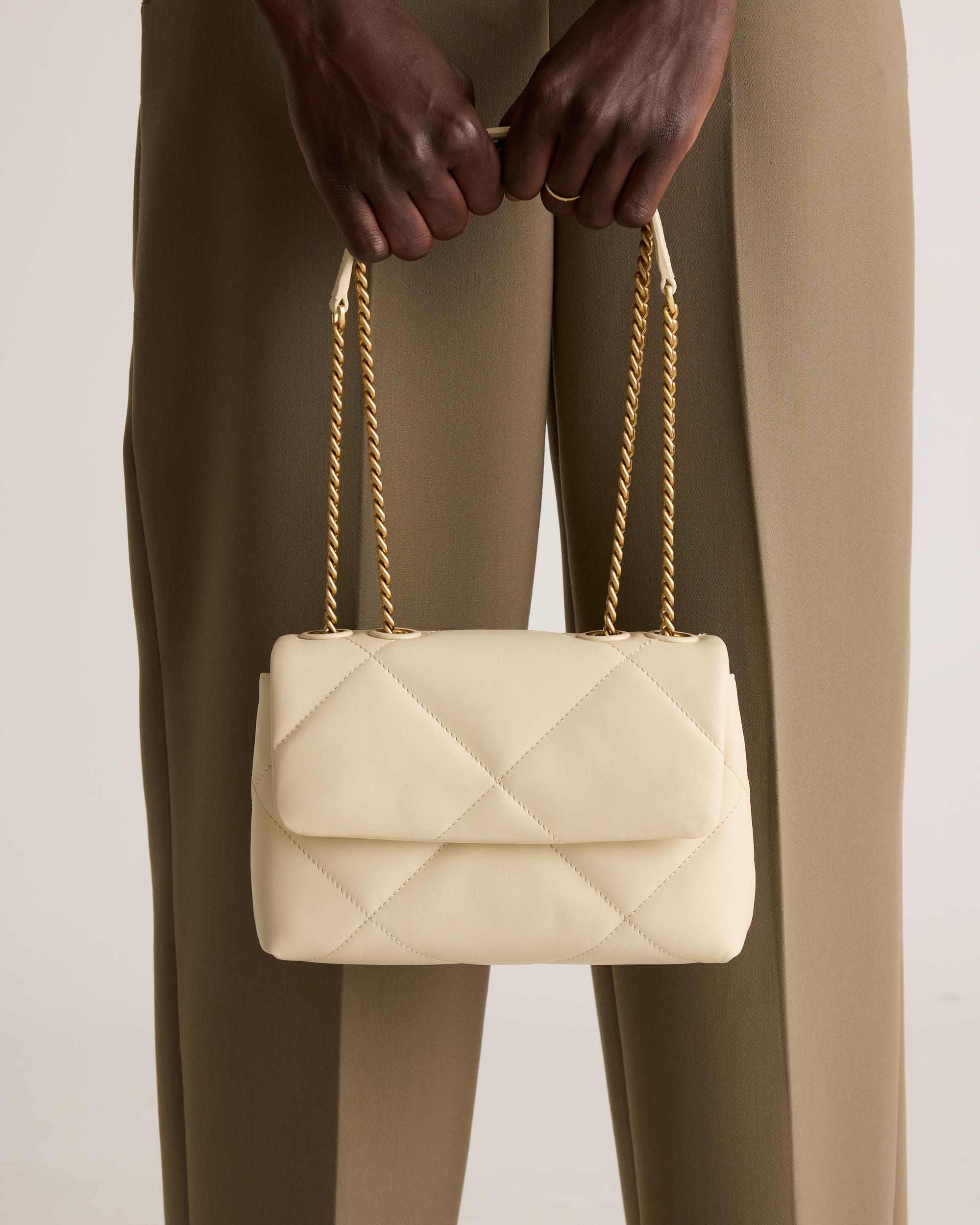 Quince | Women's Italian Leather Diamond Quilted Small Shoulder Bag Product Image